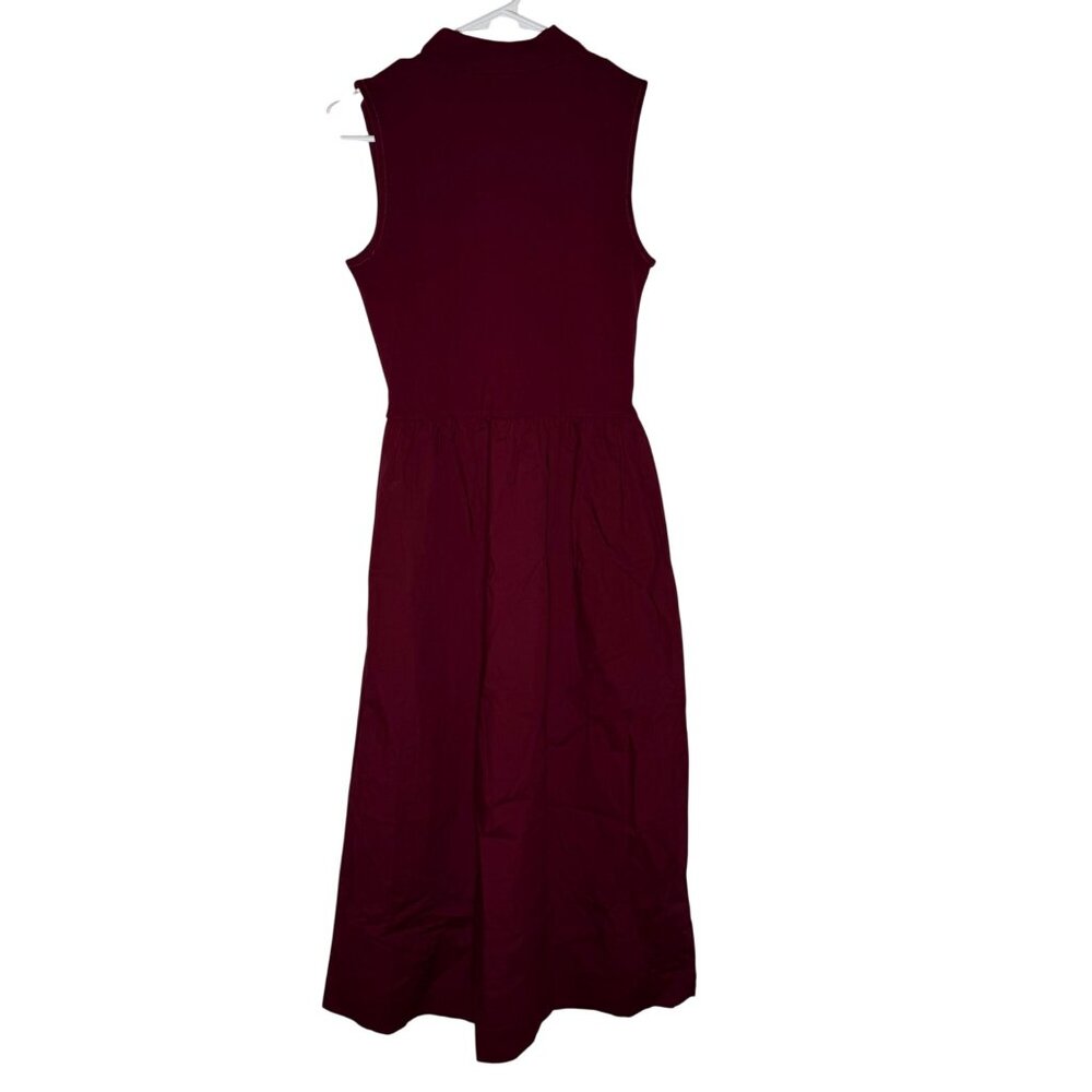 J. Crew Factory Mock Neck Mixed Media Midi Dress Red Size Small NWT - Picture 6 of 6